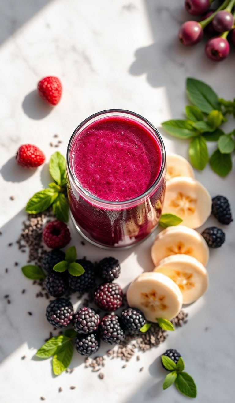 Blueberry and Acai Berry Smoothie with Mango Juice